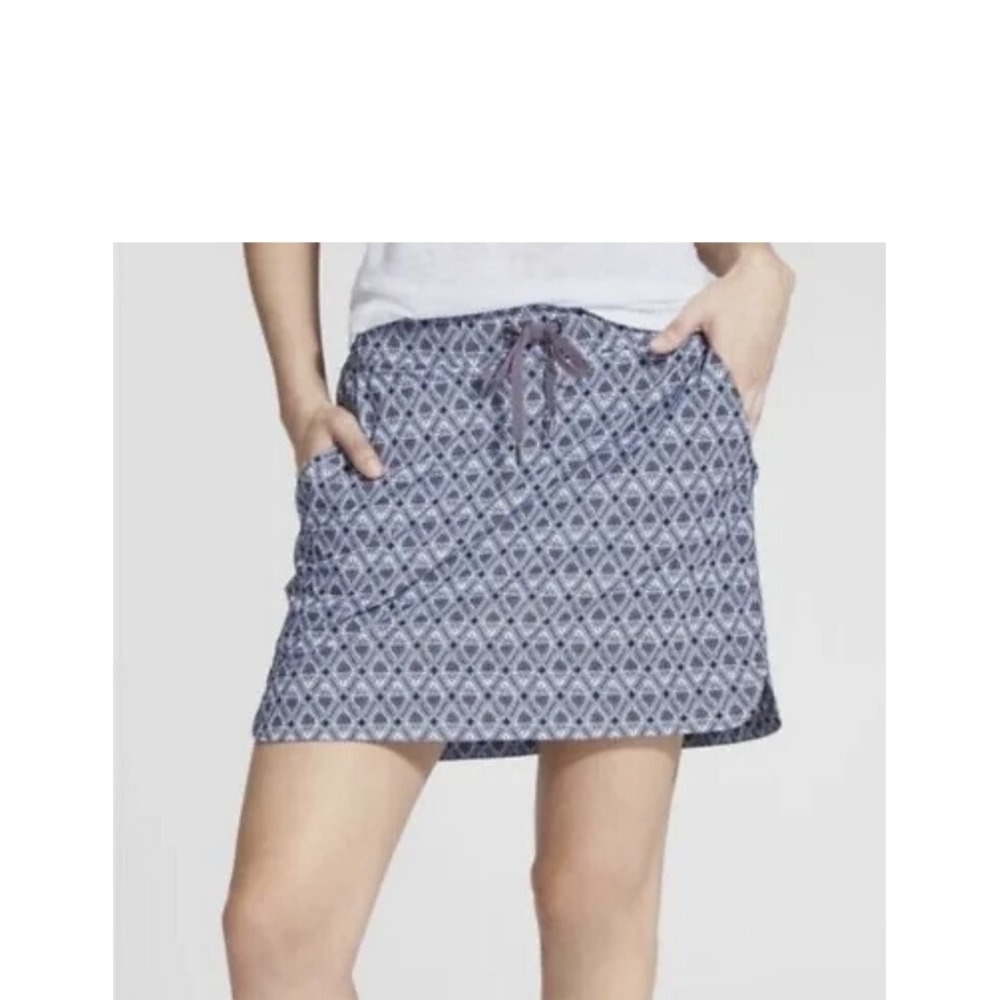 Athleta Womens 6 Midtown Skort Blue White Mosaic Print UPF 50 Golf Tennis Skirt